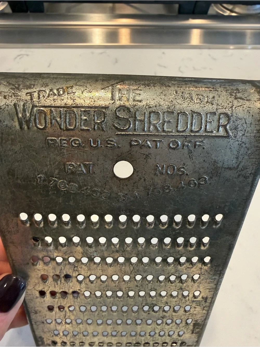 Antique 1930s Wonder Shredder Metal Food Grater Primitive Farmhouse Kitchen